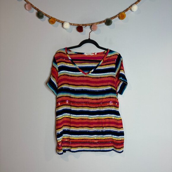 Soft Surroundings Colorista Tunic Sequin Striped Top - Picture 2 of 6